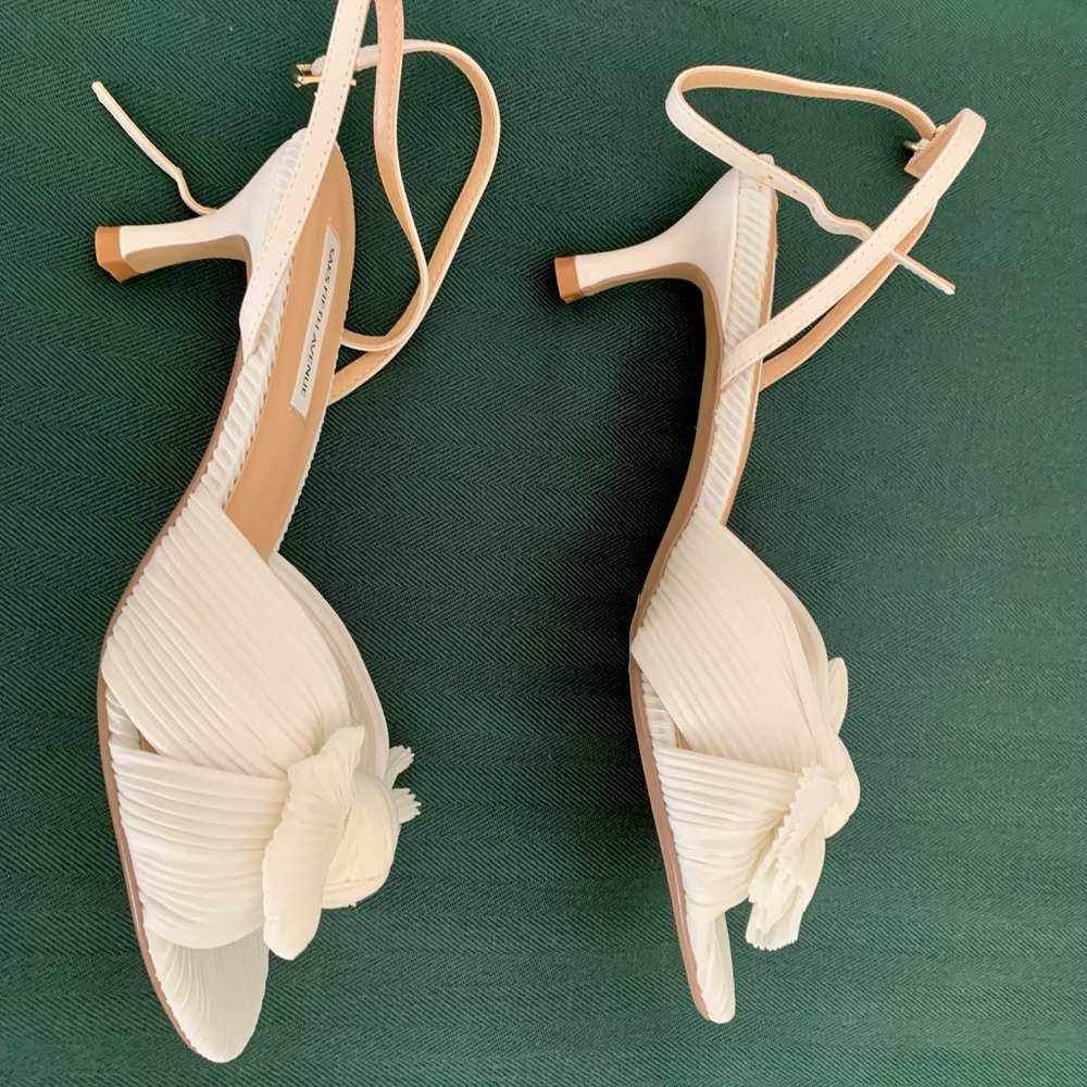 Saks Fifth Avenue Sammy Pleated Bow Kitten Heels - Picture 3 of 4